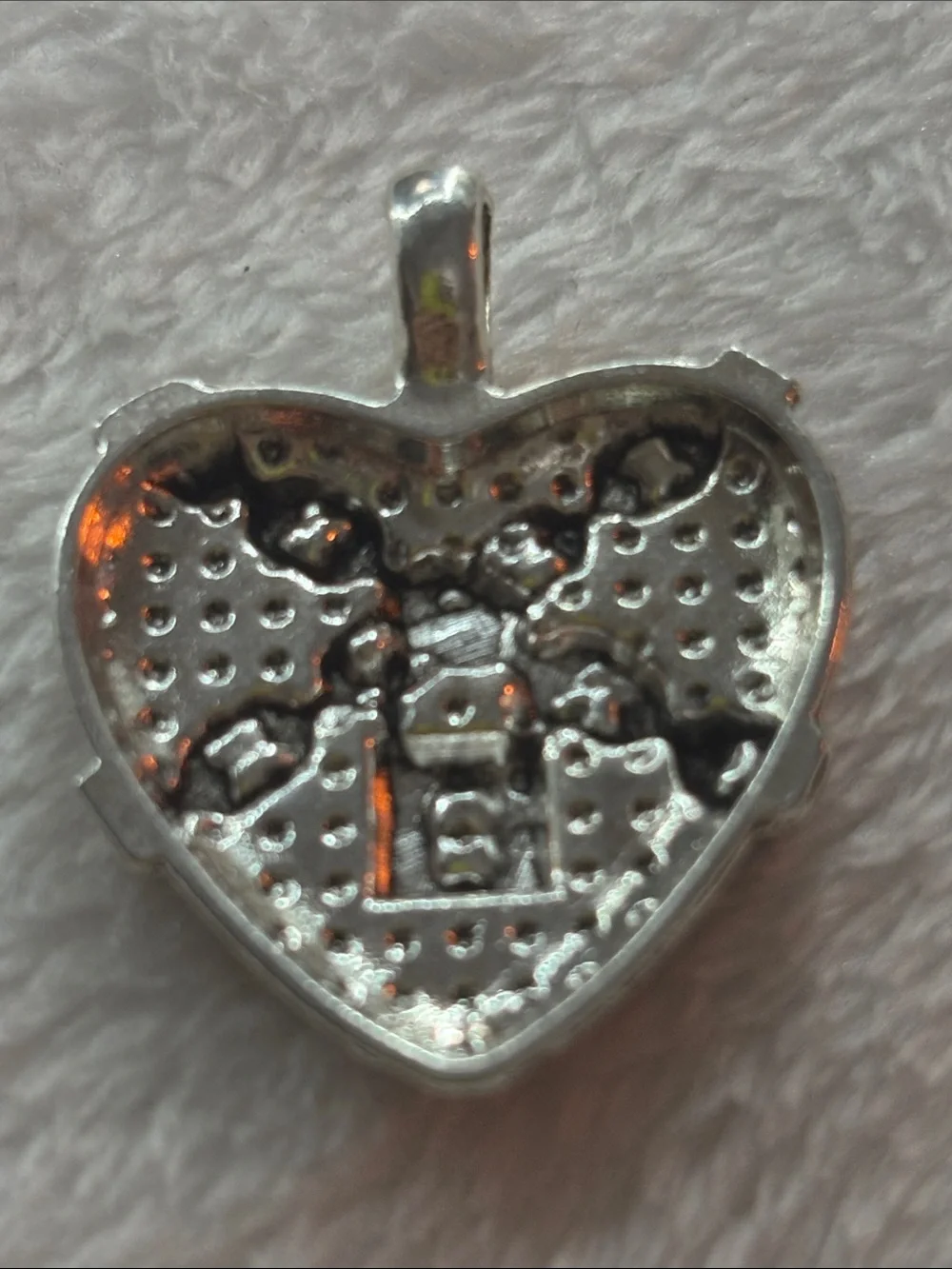Silver Heart Lock Pendant with Red Enamel - Women Jewelry